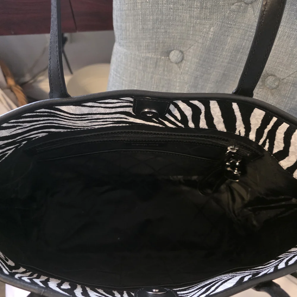 Michael Kors Black and White Zebra Tote - Picture 4 of 4